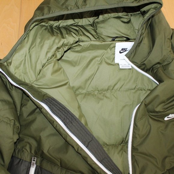 NWT NIKE MEN'S PUFFER DOWN WINTER FULL ZIP JACKET GREEN BLACK - Picture 6 of 7